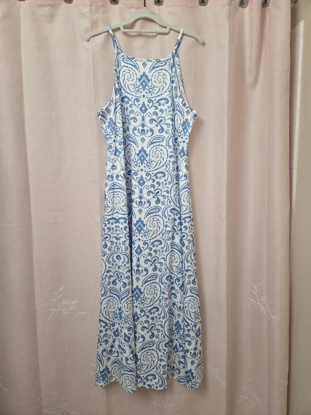 New Blue & White Printed Sundress - Sleeveless Maxi Dress
